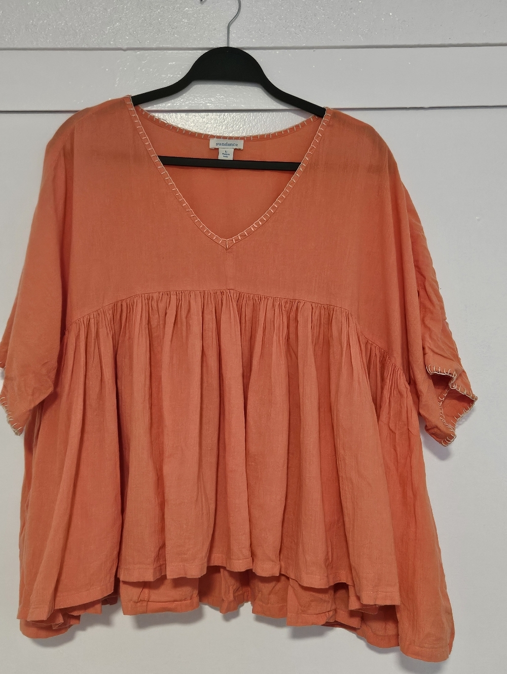 Sundance Coral-Orange V-Neck Top